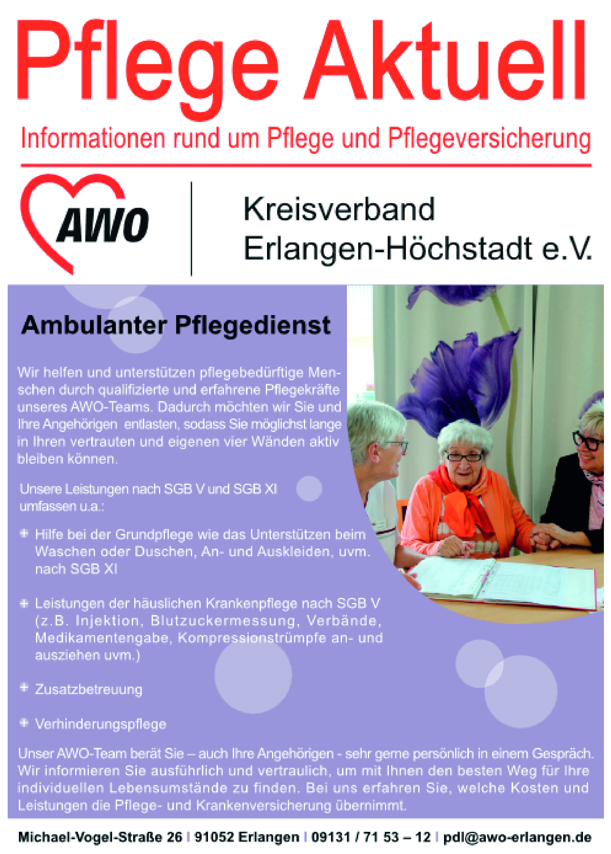 Cover der neuen Ausgabe Pflege Aktuell mit einer Information vom Ambulanten Pflegedienst 